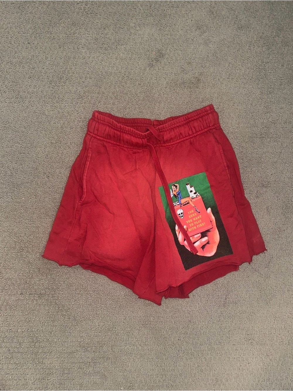 Boys Lie Red Women’s Athletic Shorts with Graphic Patch
